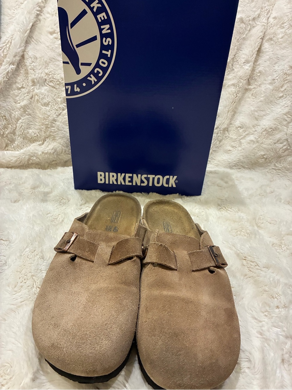 Birkenstock Boston Suede Clogs in Taupe Brown size 9